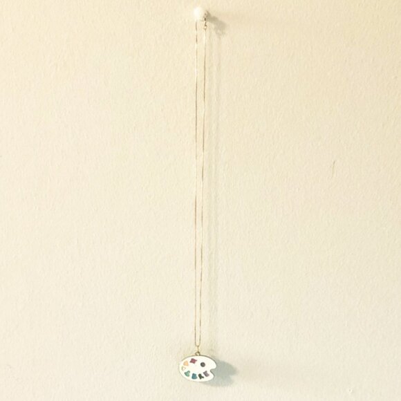 White Paint Palette Pendant Necklace - Picture 3 of 4